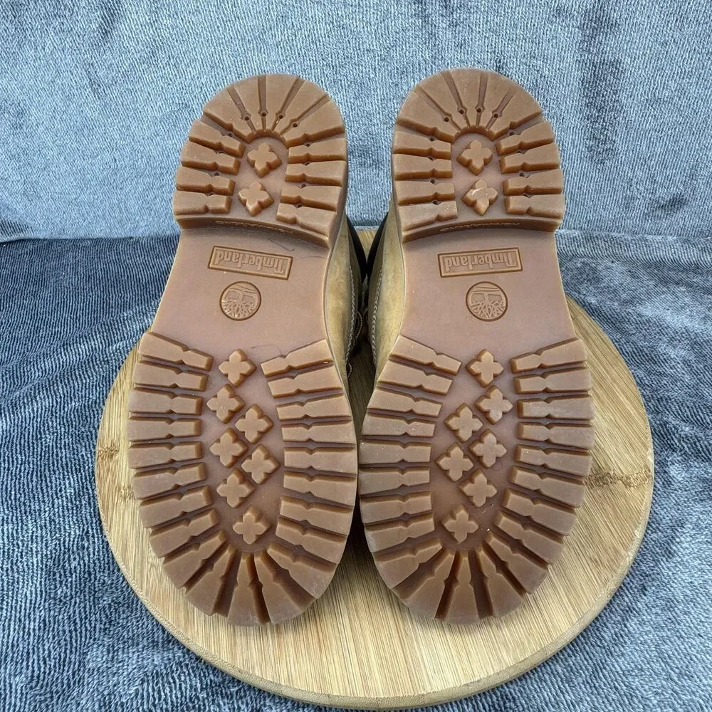 Timberland Boots Youth Size 4 Wheat Nubuck 6-Inch Padded Collar Lug Sole 12909